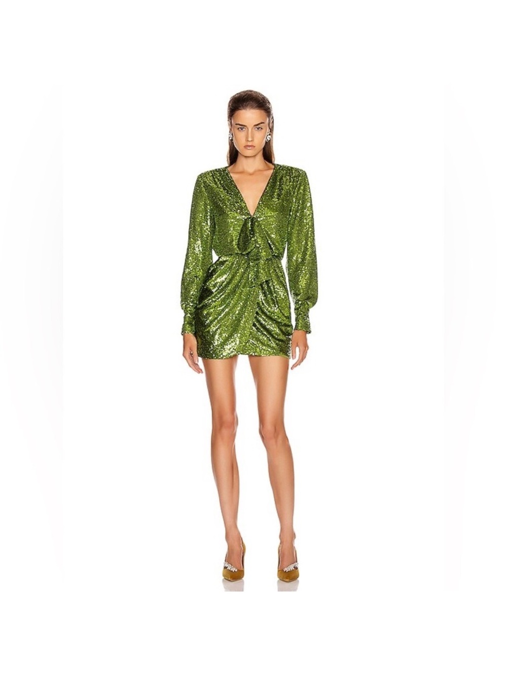 cinq a sept Lime Green Sequin Tank Dress Peridot Green Sequin Mini Dress small
